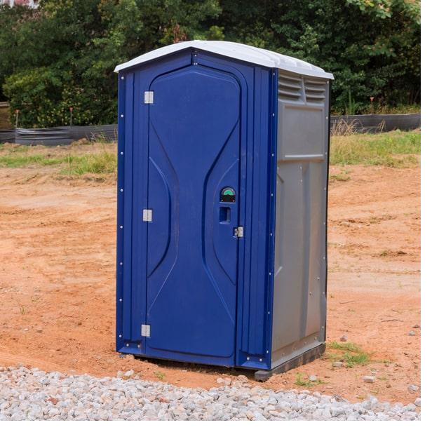 Row of outdoor portable toilets